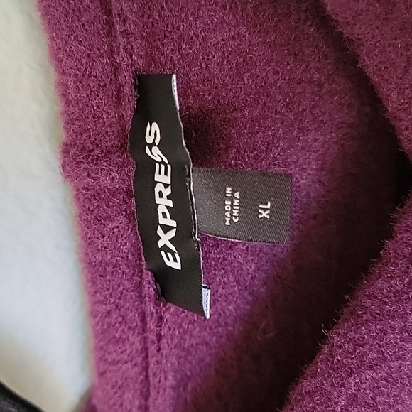 Express Girly soft XL balloon/ puff sleeve pullover hoodie mauve wine - Picture 3 of 9